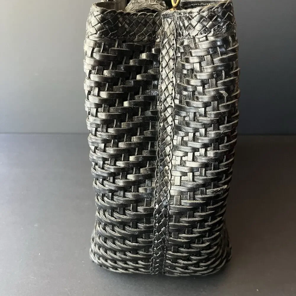 Vintage CEM Woven Woven Shoulder Bag Black